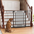 29.5"-48" Metal Baby Gate for Stairs & Doorways - Easy Install 30.5" Tall, Auto Close, Pressure Mounted, No Drilling - Stylish Safety Gate for Pets, Child Gate for Kids, Black
