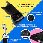 Travel Cat Harness and Leash Set - Adjustable Fit Mesh Cat Harness and Reflective Strap - Comfort Walking Vest for Kitten for Outdoor Walking, Hiking (Large, Black)