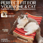 DIY Felt Cat Scratcher Bed, Durable Scratching Pad for Indoor Cats, Sturdy Solid Beech Wooden Cats Scratcher, Lounger & Sleep & Scratch (Extra-Larger), Red