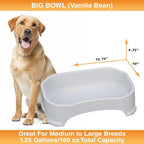 Neater Pet Brands Large Water Bowl for Dogs, Outdoor Dog Water Bowl (1.25 Gallon Extra-Large Capacity), Big Trough Style Food Dish for Indoors or Outside, No Spill Large Dog Bowls, Vanilla Bean