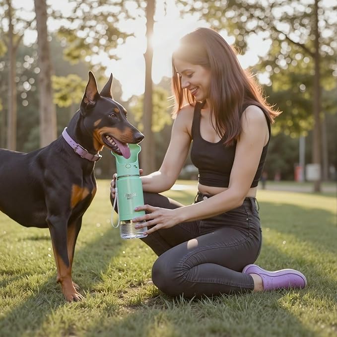 Stainless Steel Dog Travel Water Bottle, Vacuum Insulated Portable Dog Water Dispenser, Drink Cup and Snack Container On The Go, Outdoor Walking, Hiking, Travel (Mint)