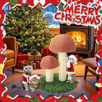 PowerKing Mushroom Cat Scratching Post, 15 x12 Inches Claw Scratching Post for Kitty, Natural Sisal Cat Scratchers Pole, Cat Interactive Toys, Cat Tree Tower (Brown)