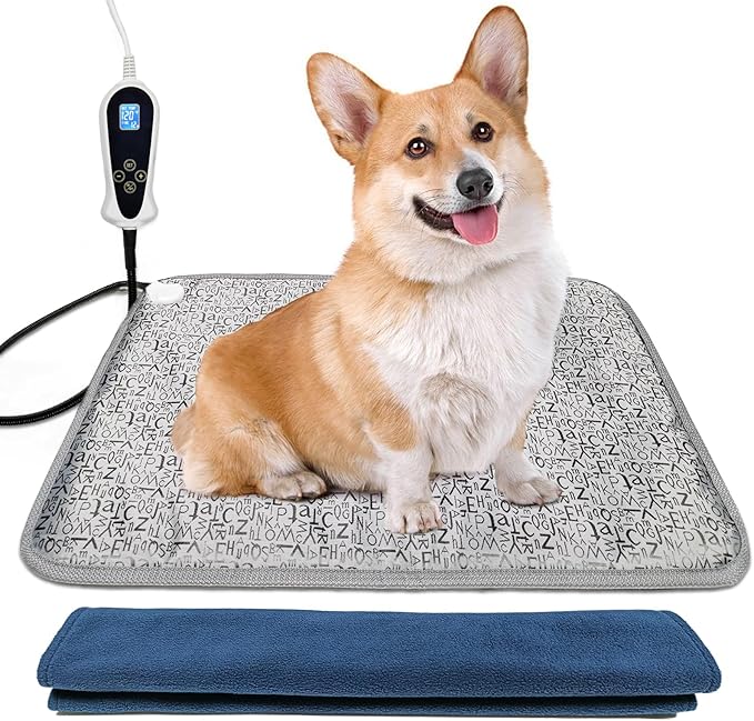 Cat Heating Pad 18x18in, Pet Heating Pad for Cats Heated Cat Pad with Timer(1-24H),Waterproof Heated Cat Blanket with Chew Resistant Steel Cord