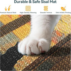 3-in-1 Sisal Cat Scratcher Mat 23.6x15.7 – Durable Scratch Rug for Floor & Wall with Sticker Tape, Protects Couch, Carpet & Furniture, Anti-Slip, Pet-Safe for Indoor/Outdoor Cats, Golden Afterglow
