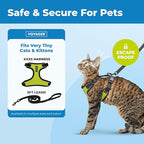 Voyager Escape-Proof Step-in Lock Cat Harness & 5ft Neoprene-Handle Leash Set All-Weather Mesh with Reflective Stitching for Small to Large Cats by Best Pet Supplies, Black Trim-Lime (327), XXXS