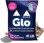 Boxie® Glo™ 30 Day Odor Control Clumping Clay Cat Litter, 40 lb, Multi-Cat, 99.9% Dust-Free, Low Tracking, UV Light Attractant, Superior Clumping for Easy Scooping