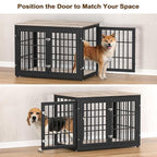 38 Inch Heavy Duty Dog Crate Furniture for Large and Medium Dogs, Decorative Pet House End Table, Wooden Cage Kennel Furniture Indoor, Grey