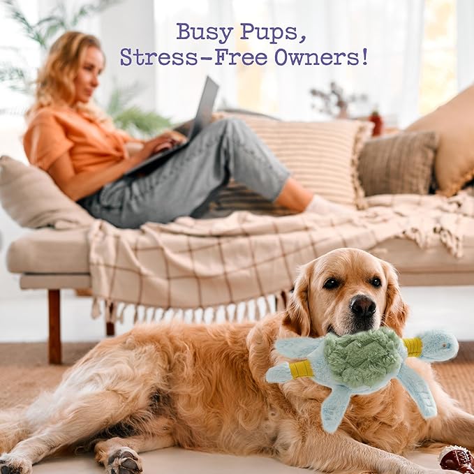 Turtle Squeaky Dog Toy - New 2025 Indestructible Tug of War Crinkle Dog Toy for Aggressive Chewers, Tough Large Breed Interactive Trianing Fun to Keep Them Busy