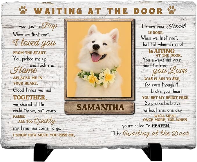Personalized Pet Memorial Stone, Custom Dog Memorial Gifts for Loss of Dog with Photo Name Date, Dog Remembrance Gift, Loss of Dog Sympathy Gift for Dog Cat Lovers (Quote 5)