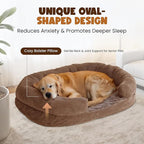 XXL Dog Bed for Extra Large Dogs – Orthopedic Egg Crate Foam Couch with Bolster, 4.7-inch Thick, Washable Removable Cover, Plush Sofa Pet Bed, XLarge Sized, 52"x40", Camel