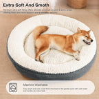 Love's cabin Round Donut Cat and Dog Cushion Bed, 36in Pet Bed for Cats or Small Dogs, Anti-Slip Water-Resistant Bottom, Super Soft Durable Fabric Pet beds, Washable Cat Dog Bed Stripe Bluish Grey