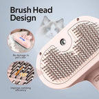 Pet Grooming Brush with Electronic Mist Spray - Gentle Deshedding Tool for Cats & Dogs, Pet Steam Brush，Reduces Shedding, Soft Bristles, Promotes Healthy Coat-Comes with a hair smoothing comb-Red