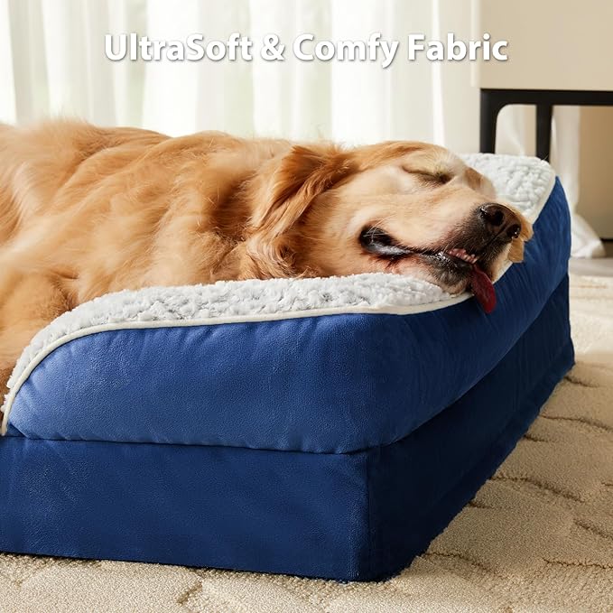Orthopedic Dog Bed for Medium Dogs, Egg Crate Foam Bed for Medium Dogs, Equipped with Removable Waterproof Pillow Cover and Anti-Slip Bottom, Pet Bed
