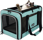 Cat Carrier 18"x11"x11" TSA Approved Ventilated Top Open Softsided Pet Air Travel Bag, Small Animal Basic Crate Shih Tzu Dog Kennel Carry Case, 4-Mesh-Side Kitty Carry on up to 20lbs Teal