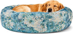 Dog Calming Beds for Small Medium Large Dogs - Round Donut Washable Puppy Dog Bed, Anti-Slip Faux Fur Fluffy Donut Cuddle Anxiety Cat Pet Bed (36" Flower)