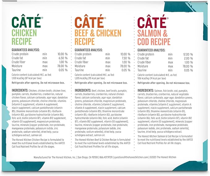 The Honest Kitchen Câté™ Grain Free Wet Cat Food Pâté Variety Pack - 2.8 oz (Pack of 8)