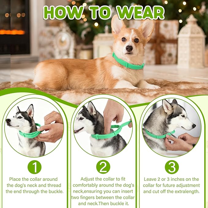 Natural Flea & Tick Prevention Dog Collars – 2-Pack Adjustable Waterproof Collars with Essential Oils (Lemon Eucalyptus, Citronella, Lavender, Linalool), Safe for All Breeds