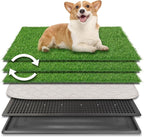 30"x20" Dog Grass Pad with Tray Large for Indoor Puppy PottyTraining with 3PCS Artificial Grass Mats, 1 Washable Pee Pad, Pet Loo Dog Litter Box for Balcony Apartment, 4-Layer System
