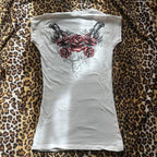 Gothic Tees for Women Y2K Grunge Graphic Short Sleeve Crew Neck T-Shirts 90s Vintage Aesthetic Emo Clothes