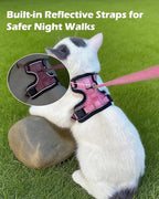 Luxelle 2 Pack Escape-Proof Cat Harness and Leash Set for Walking – Adjustable No Pull Soft Vest with Easy-Wear Buckle, Reflective Straps, Breathable Mesh – Outdoor Travel Harness for Cats & Kittens