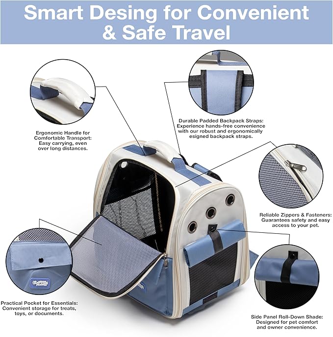 Cat Backpack Carrier Airline Approved – Breathable Pet Carrier Backpack for Small Dogs, Cats, Puppies, Rabbits – Travel Dog Backpack with Ventilated Design for Hiking, Outdoor, Car Trips