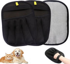 2Pcs Pet Hair Removal Glove for Cats & Dogs, with 2Pcs Toothbrush, Upgraded Five-Finger Electrostatic Pet Hair Gloves, Washable Reusable Pet Hair Remover Tool for Clothing, Couch, Carpet, Car Seat