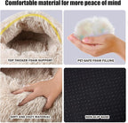 Calming Dog Beds & Cat Cave Bed with Hooded Cover,Washable Round Beds for Small Medium Pets,Anti-Slip Faux Fur Fluffy Coved Bed,Comfortable Warming Pet Bed(24 * 24inch,Beige)