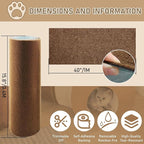 Cat Scratching Climbing Carpet Mat, Self-Adhesive Trimmable Anti Cat Scratcher Couch Furniture Protector from Cat Claws, Cat Post Covered Pad Replacement for DIY Cat Tree (Brown, 15.8" x 40")