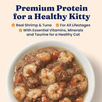 Solid Gold Wet Cat Food Shreds in Gravy - Healthy Canned Cat Food Made w/Real Tuna, Shrimp, Vitamins, Minerals & Taurine - Grain Free & Gluten Free Canned Meals for Cats & Kittens - 24ct/3oz Can