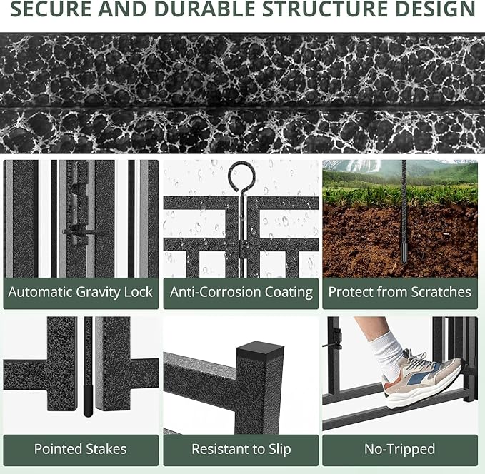 Dog Fence Outdoor Indoor, 47 Inch Height 32 Panels Dog Playpen for Large/Medium/Small Dogs Metal Dog Pen for Yard Camping and RV | Black-Silver