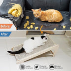 PETKARAY L Shape Cat Scratcher, Sisal Scratching Ramp, Chevron Scratching Pad for Indoor Cats, 27" Wall Furniture Protector with Mouse Toy