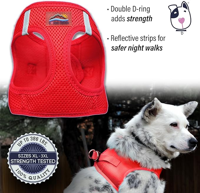 Doggie Design Dog Harness - No Choke Dog Harness, Dog Vest, Mesh Polyester, Pet Harness, Simple Step in and Go Design, Harness for Dog - Red, 2X/3X-Large