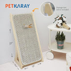 PETKARAY Cat Scratcher, Sisal Scratching Ramp, L Shape Scratch Pad for Indoor Cats, 27" Wall Furniture Protector with Mouse Toy