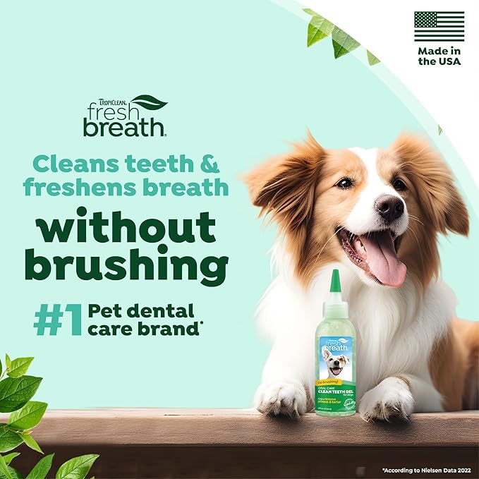 TropiClean Fresh Breath No Brushing Clean Teeth Dental & Oral Care Gel for Dogs, 4oz - 3 Pack