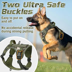 rabbitgoo Tactical Dog Harness Medium Sized Dog, No Pull Military Service Vest with Handle & Molle, Easy Control for Training Walking, Adjustable Reflective Straps, Green camo, M
