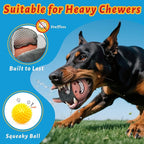 3-in-1 Interactive Dog Toys – Durable No-Stuffing Chew Toy with Squeaky Spiked Ball for Small, Medium & Large Breeds, Dog Toys for Aggressive Chewers