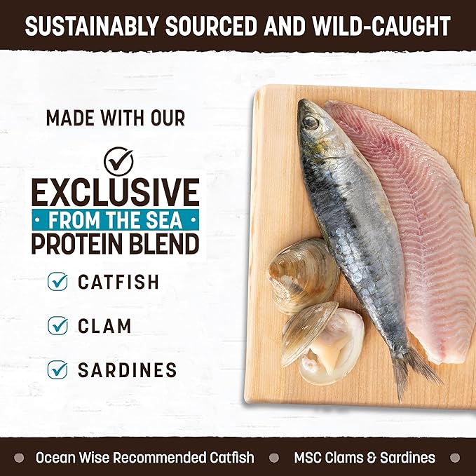 Earth Animal Wisdom Air Dried Dog Food | from The Sea Recipe Premium Natural Dog Food | All Breeds & Ages | Made in The USA | 8 Pound Bag