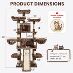 SHA CERLIN 68 Inches Multi-Level Large Cat Tree for Large Kitties/Big Cat Tower with Condo/Cozy Plush ‌Pussycat Perches/Sisal Scratching Posts and Hammocks/Activity Center/Leopard Print