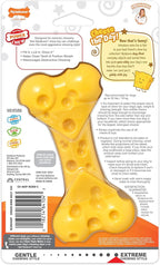 Nylabone Cheese Bone Power Chew Toy for Dogs, Cute Dog Toys for Aggressive Chewers, Cheese Flavor, Medium Dogs - Up to 35 lbs, 1 Count