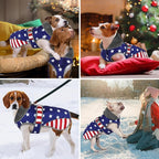 Dogcheer Dog Coat, American Flag Dog Jacket Waterproof Puppy Winter Coat for Cold Weather, Reflective Adjustable Pet Snow Jacket Fleece Sweater for Small Medium Large Dogs - USA Flag, L