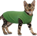 PUMYPOREITY Fleece Sphynx Cat Clothes, Warm Thick Cat Sweater, Soft Winter Coat for Hairless Cats, Cold Weather Pet Sweater for Dogs and Cats, Green, L