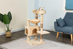 Go Pet Club Everyday Value 37in Cat Tree Tower Cat Condo Comfy Large Perch, Scratching Posts, Dangling Mouse and Hammock, Cat Play Tower for Cats and Kittens, Beige