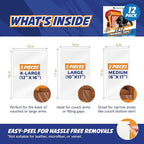 12 Pack Cat Scratch Furniture Protector Tape Sheets – Double-Sided Sticky Training (5 XL, 5 Large, 2 Medium) – Anti-Scratch Couch & Sofa Guard – Clear – Not for Leather, Velvet, Microfiber