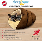 SPOT Sleep Zone Cuddle Cave - Cat Cave Bed for Indoor Cats and Mini Dogs, Durable, Comfortable, Washable for Kittens and Puppies under 10 lbs and 12 inches Long, Chocolate Color