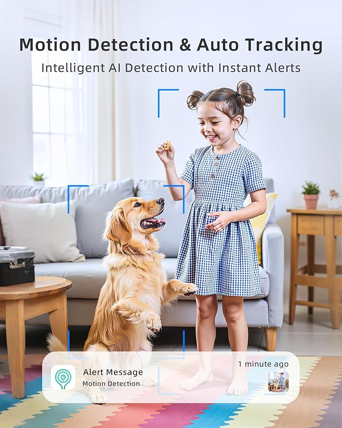 Indoor Camera 5G WiFi Pan Tilt 2.5K 4MP Support up to 256GB SD Card (Not Included) Plug-in Pet Camera with Speaker for Dog/Cat Baby Monitor with Phone App, Motion Tracking, Compatible with Alexa