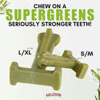 Bullibone SuperBrush: Dog Teeth Cleaning Brushing Toothbrush Stick - Long Lasting Nylon Super Greens Chew Toy for Oral Care and Dental Health