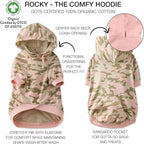 Rocky – The Orginal Lightweight Hooded TEE 100% Organic Cotton Dog Hoodie Pet Coat Sweater for Small, Medium, Large Dogs, Pink Camo, Small