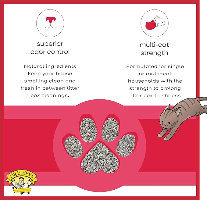 Dr. Elsey's Premium Clumping Cat Litter - Cat Attract - 99% Dust-Free, Low Tracking, Hard Clumping, Superior Odor Control, Natural Herbal Attractant, Unscented & Natural Ingredients, 40 lb