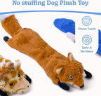 SHARLOVY Dog Squeaky Toys No Stuffing 3 Pack, Plush Crinkle Dog Toys for Large Breed, Durable Doggie Chew Cute Animals Puppy Toy for Teething