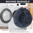 Dog Calming Beds for Medium Large Dogs Round Donut Washable Puppy Dog Bed, Anti-Slip Faux Fur Fluffy Donut Cuddle Anxiety Cat Pet Bed(36" Dark Grey)